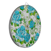 Blauwe Rozen Witte achtergrond Dartbord (Voorkant Links)