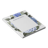 Blauwe Rozen Witte Rustieke Houten Naam Notitie Notitieblok (Schuin)
