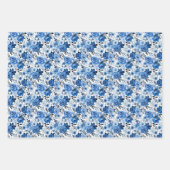 Blauwe Rozen Wrapping Papier  Rozen Inpakpapier Vel (Voorkant 2)
