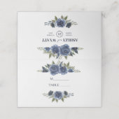 Blauwe Rozen Wreath Plaatskaartje (Buitenkant ongevouwen)
