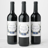 Blauwe Rozen Wreath Wijn Etiket (Flessen)