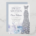 Blauwe Rozen Zilveren Folie Jurk Sweet 16 Party Folie Uitnodiging<br><div class="desc">Blue Rozen Silver Foil Dress Sweet 16 Party Uitnodiging Bekijk andere Foliën in onze Niche en Nest Store</div>