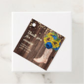Blauwe Rozen Zonnebloemen Barn Wood Boots Hartelij Bedankjes Labels (In situ)