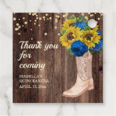 Blauwe Rozen Zonnebloemen Barn Wood Boots Hartelij Bedankjes Labels (Achterkant)