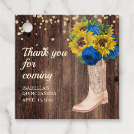 Blauwe Rozen Zonnebloemen Barn Wood Boots Hartelij Bedankjes Labels