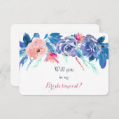 Blauwe Rozen zullen je zijn mijn Bridesmaid Kaart (Voorkant / Achterkant)