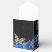 Blauwe Rozen Zwarte Goud Lace Quinceañera Bedankdoosjes (Geopend)