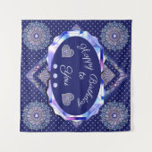 Blauwe rozenkrans tapijt wandkleed (Voorkant (horizontaal))