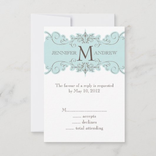 Blauwe  RSVP-kaarten voor Square Invites RSVP Kaartje (Voorkant)