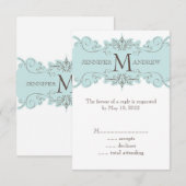 Blauwe  RSVP-kaarten voor Square Invites RSVP Kaartje (Voorkant / Achterkant)