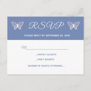 Blauwe RSVP Vlinder Trouwfeest Vlinders Feest Uitnodiging Briefkaart