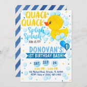 Blauwe Rubber Eendje Uitnodiging (Voorkant / Achterkant)