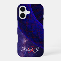 Blauwe ruimte-donuts geometrische iPhone 16 hoes