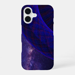 Blauwe ruimte-donuts Geometrische iPhone 16 Hoes Hoesje