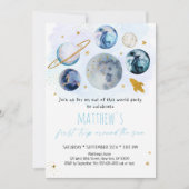 Blauwe ruimte eerste reis rond de zondag kaart (Voorkant)