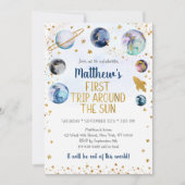 Blauwe ruimte eerste reis rond de zondag kaart (Voorkant)