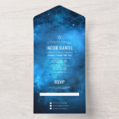 Blauwe ruimte Galaxy Bar Mitzvah All In One Uitnodiging (Binnen)