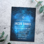 Blauwe ruimte Galaxy Bar Mitzvah Invitaties Kaart<br><div class="desc">Moderne ruimte met de thema Bar Mitzvah uitnodigingen in blauw en zwart. Dit unieke melkwegontwerp is de perfecte keuze voor elke jongen die van de ruimte houdt. Eenvoudig aan te passen voor uw evenement met behulp van de online velden voor sjabloon.</div>