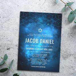 Blauwe ruimte Galaxy Bar Mitzvah Invitaties Kaart
