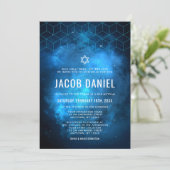 Blauwe ruimte Galaxy Bar Mitzvah Invitaties Kaart (Staand voorkant)
