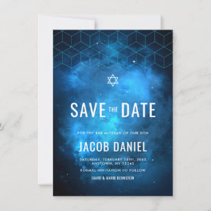Blauwe ruimte Galaxy Bar Mitzvah Save The Date