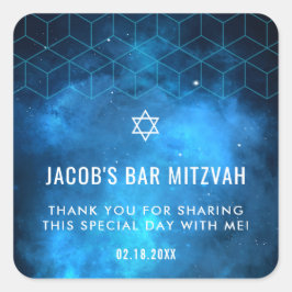 Blauwe ruimte Galaxy Bar Mitzvah Vierkante Sticker