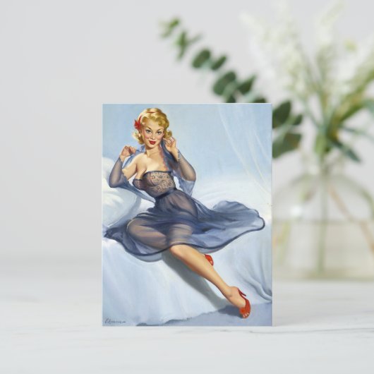 Blauwe ruimte omhoog briefkaart (Staand voorkant)