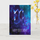 Blauwe ruimte Scorpio Birthday Kaart (Gele Bloem)