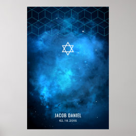 Blauwe ruimteas Galaxy Bar Mitzvah Sign In Board P Poster