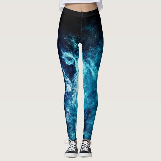 Blauwe ruimteas leggings (Voorkant)