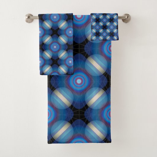 Blauwe ruimtelijke geometrie bad handdoek (Insitu)