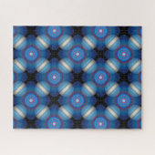 Blauwe ruimtelijke geometrie legpuzzel (Horizontaal)