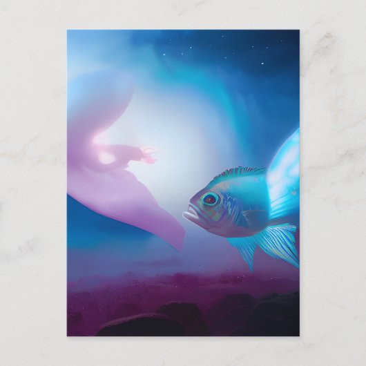Blauwe-ruimtevis Briefkaart (Voorkant)