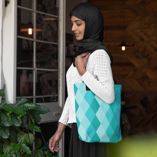 Blauwe ruit tote bag