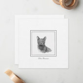 Blauwe Russische Kat Moderne Schetst Kaart voor Pl Notitiekaartje (Voorkant / Achterkant in situ)