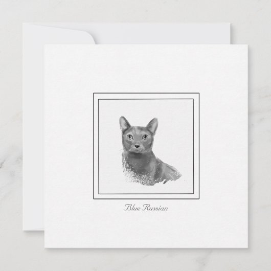 Blauwe Russische Kat Moderne Schetst Kaart voor Pl Notitiekaartje (Voorkant)