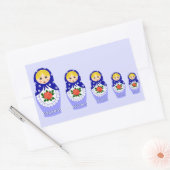 Blauwe russische matryoshka nestpoppen rechthoekige sticker (Envelop)