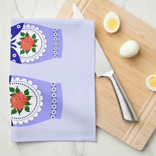 Blauwe russische matryoshka nestpoppen theedoek (Quarter Fold)