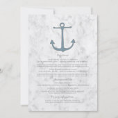 Blauwe Rustieke Anker Trouw Informatie Kaart (Voorkant)