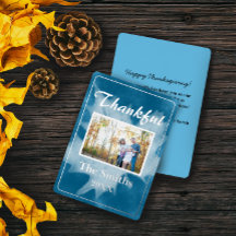 Blauwe Rustieke Aquarel Thanksgiving Fotokaart