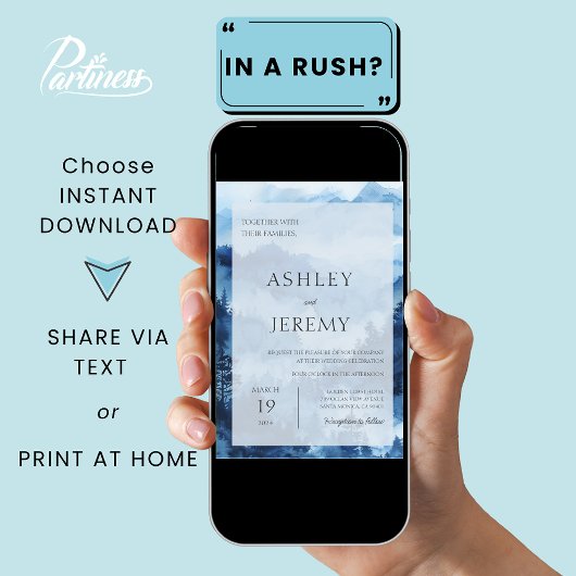 Blauwe Rustieke Berg Bruiloft Bestemming Bos Kaart