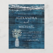 Blauwe rustieke boerderij Baby's Breath Jar Bruilo (Voorkant)