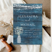 Blauwe rustieke boerderij Baby's Breath Jar Bruilo