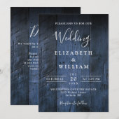 Blauwe Rustieke Boho Schuur Houten Trouw QR Code Kaart (Voorkant / Achterkant)