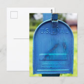 Blauwe Rustieke Brievenbus Portret Briefkaart (Voorkant / Achterkant)