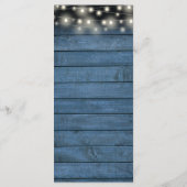 Blauwe rustieke bruiloft receptie dank u plaats ka menu (Achterkant)