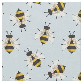 Blauwe rustieke geïllustreerde bijenstof stof