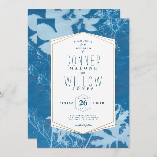 Blauwe rustieke herfstbladeren, Herfst Kaart (Voorkant / Achterkant)