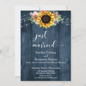 Blauwe rustieke houten zonnebloemlichten net getro kaart (Voorkant)