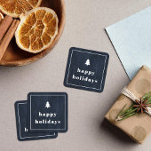 Blauwe Rustieke Houtstructuur Kerst Sticker